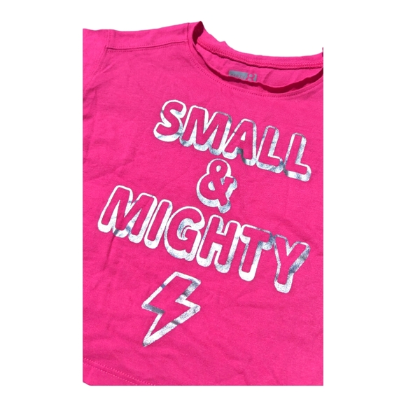 Crazy 8 Girls 2T "Small & Mighty Lightning Graphic Tshirt Pink/Silver - Picture 2 of 6